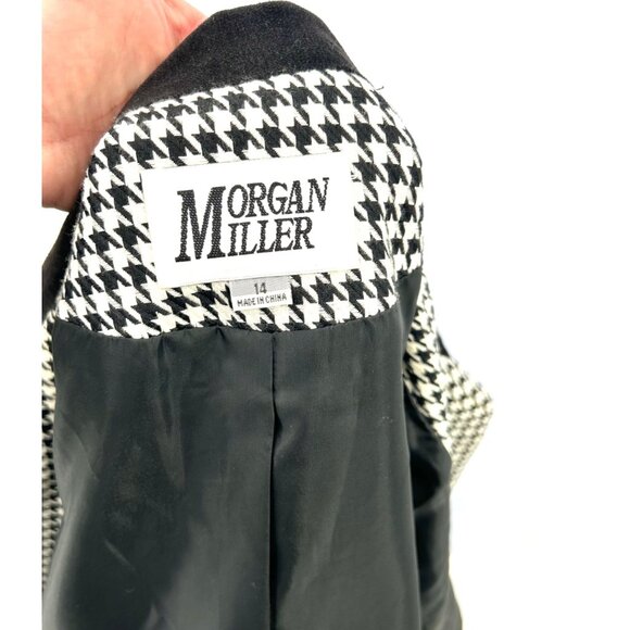 VINTAGE MORGAN MILLER HOUNDSTOOTH BLAZER JACKET W/ VELVET COLLAR/CUFFS - Picture 6 of 6